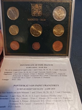 Vaticano año 2018 8 monedas 1 céntimo a 2 euros €