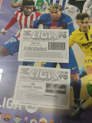 Cromos Laliga Extra sticker Oblak + Lamine Yamal