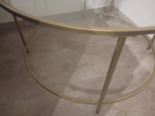 Mesa de centro redonda cristal y metal dorado