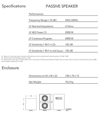 Subwoofer K.C.S 2x18 2000W