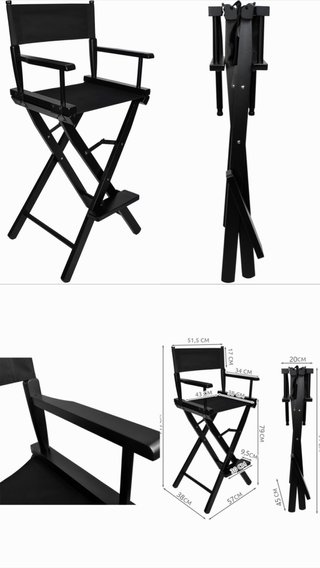 Silla de Maquillaje Plegable Negra