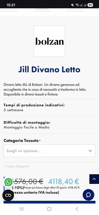 Divano letto Bolzan Jill Daybed - come nuovo