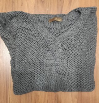 Jersey Zara punto trenzado gris talla XL
