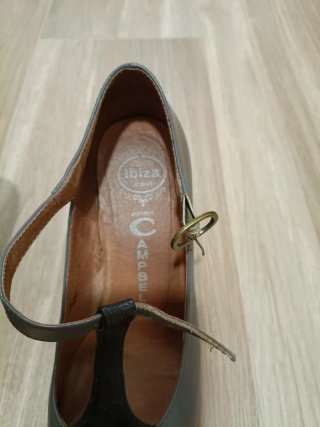 Zapato cuña de piel Negro y Gris