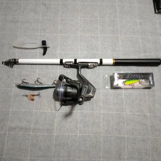 Caña pesca EVIA carrete mas señuelos!!