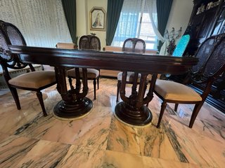 Mesa Comedor Vintage Cristal y Madera