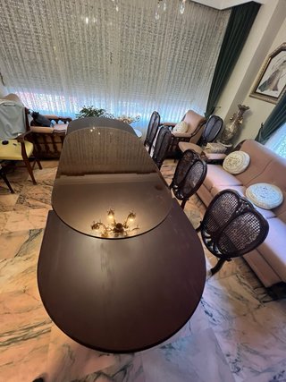 Mesa Comedor Vintage Cristal y Madera
