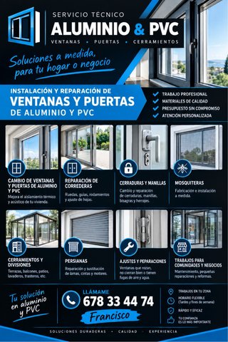 RENUEVA TUS VENTANAS Y PUERTAS DE ALUMINIO Y PVC