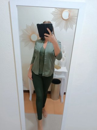 Camicia Benetton verde manica 3/4