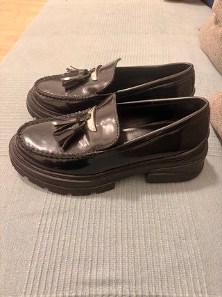 Mocasines Zara plataforma con flecos talla 37