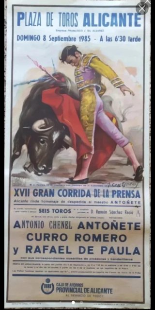 Cartel Taurino Plaza de Toros Alicante 1985