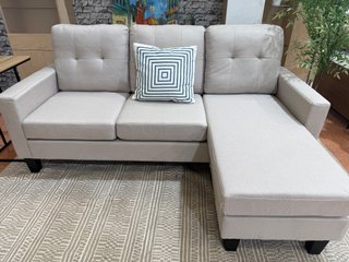Sofá Beige con Puf Convertible