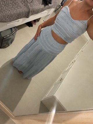 Conjunto verano crop top y falda color azul