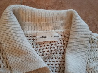 Chaqueta punto canalé beige talla L corto.