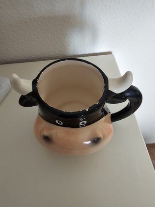 Taza cerámica 3D cabeza de toro pintada a mano