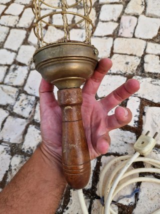 Candeeiro Vintage Industrial Madeira e Metal