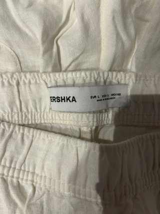 Pantalón lino Bershka wide leg blanco