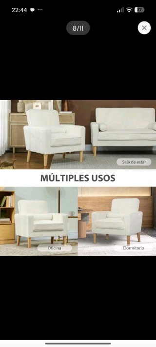 Butaca sillón blanco tela salón