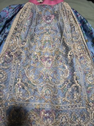 Traje de Fallera Niña Azul  lilaceo, lazo rosa org