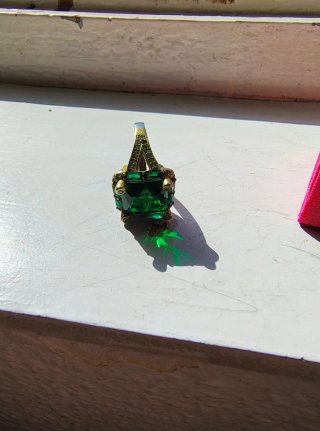 Anillo Vintage Oro y Plata con Piedra Verde