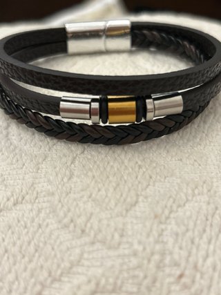 Pulsera Piel Marrón Negra Cierre Acero