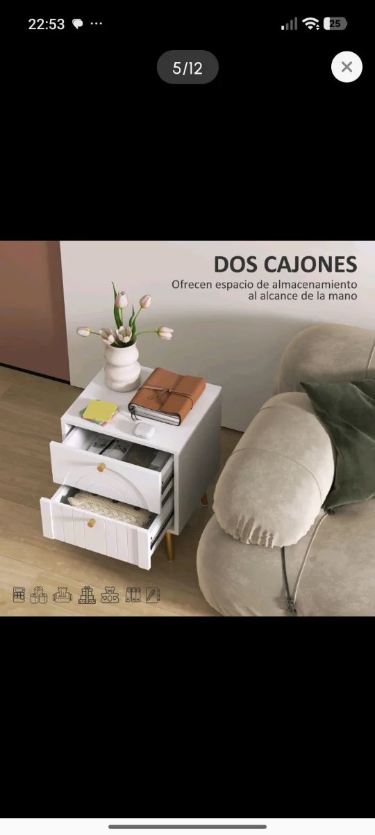 Lote 2 mesitas noche doradas y blancas