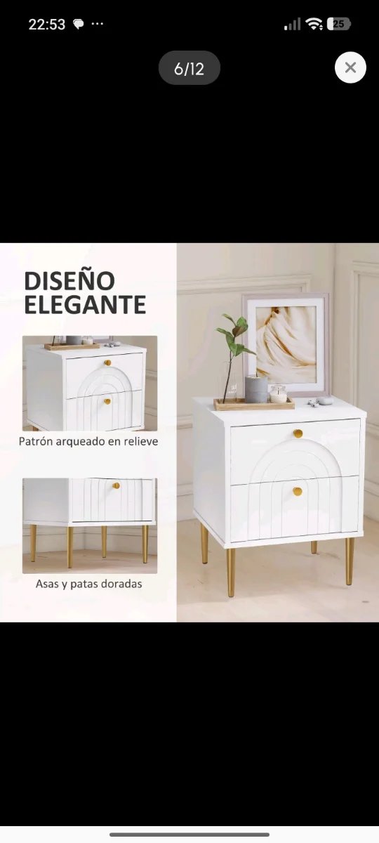 Lote 2 mesitas noche doradas y blancas