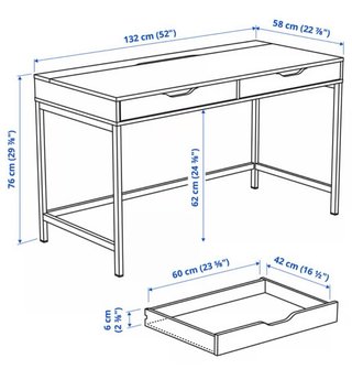 Escritorio blanco Ikea con cajones
