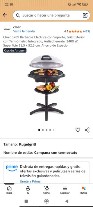 Barbacoa Eléctrica Cloer 2400W con Soporte