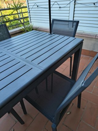 Mesa extensible y 4 Sillas Exterior Aluminio