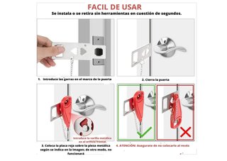 Pack 2 Cerradura Portatil Puerta Viaje Pestillo