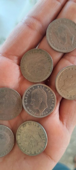 7 Monedas 5 Pesetas España 1982