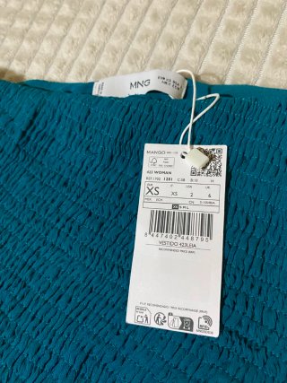 Vestido largo azul petróleo Mango Talla xs-m