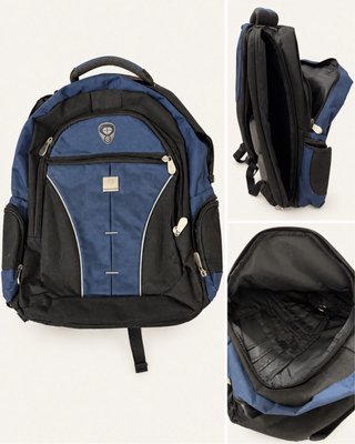 Mochila para portátil acolchada azul y negra
