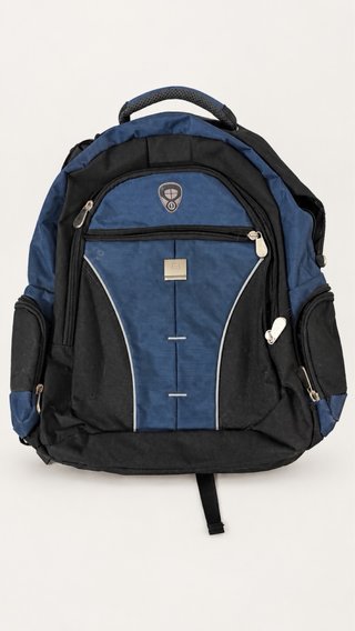 Mochila para portátil acolchada azul y negra