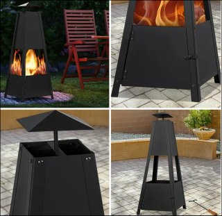 Chimenea Jardin Pirámide Metal Negra NUEVA!!!