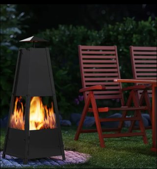 Chimenea Jardin Pirámide Metal Negra NUEVA!!!