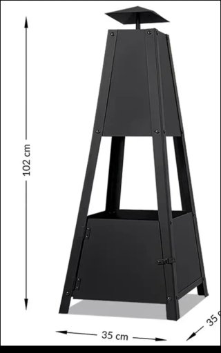 Chimenea Jardin Pirámide Metal Negra NUEVA!!!