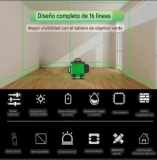Nivel Láser 4D 16 Líneas Trípode Maletín