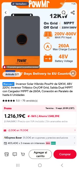 Inversor Solar Híbrido PowMr 12KW 48V
