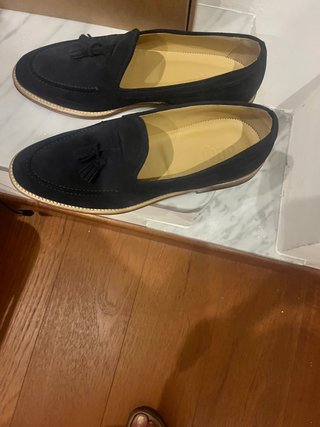 Scarpe uomo camoscio blu con nappine 43