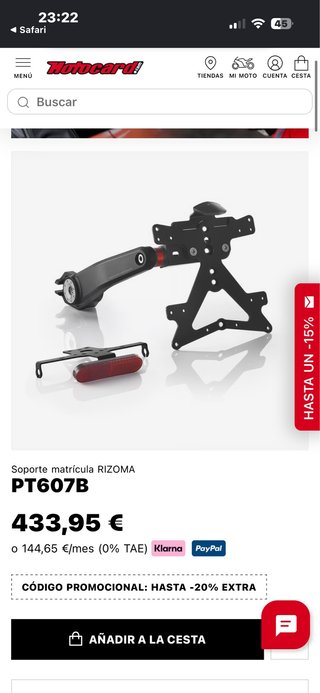 Pack Rizoma Soporte Matrícula + Guardabarros Carbo