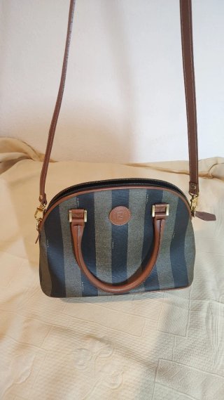 Bolso Fendi Bauletto Cuero Marrón y Gris