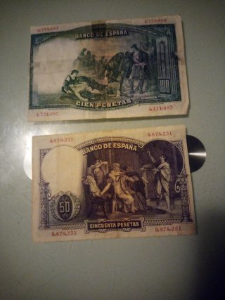 Lote de 4 Billetes antiguos de España ,Pesetas