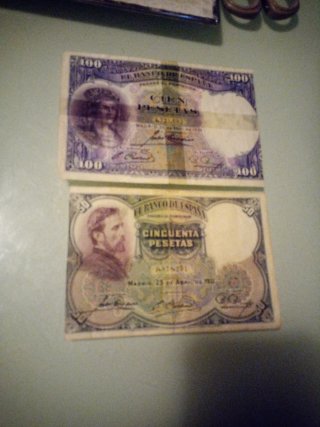 Lote de 4 Billetes antiguos de España ,Pesetas