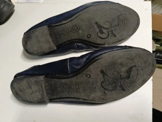 Zapatos planos mujer azul y negro
