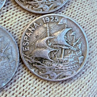Lote 4 Monedas 25 Céntimos 1925 Alfonso XIII