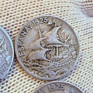 Lote 4 Monedas 25 Céntimos 1925 Alfonso XIII