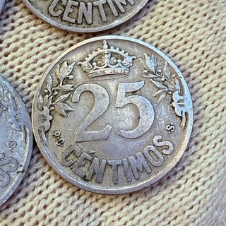 Lote 4 Monedas 25 Céntimos 1925 Alfonso XIII