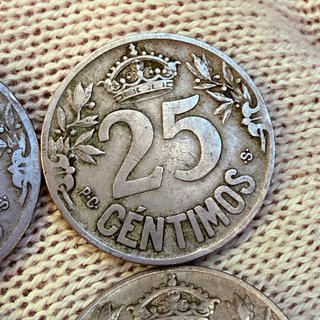 Lote 4 Monedas 25 Céntimos 1925 Alfonso XIII